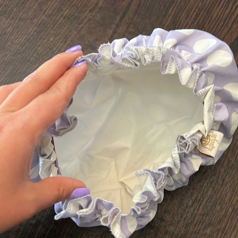 Purple and White Polkadot Shower Cap